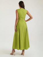 Women's Sleeveless Front Zip Midi Dress