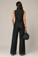 Women’s Sleeveless Front Zipper Wide Leg Jumpsuit
