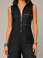 Women’s Sleeveless Front Zipper Wide Leg Jumpsuit