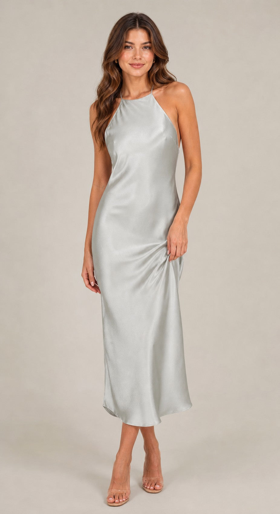 Women’s Sleeveless Halter Midi Dress