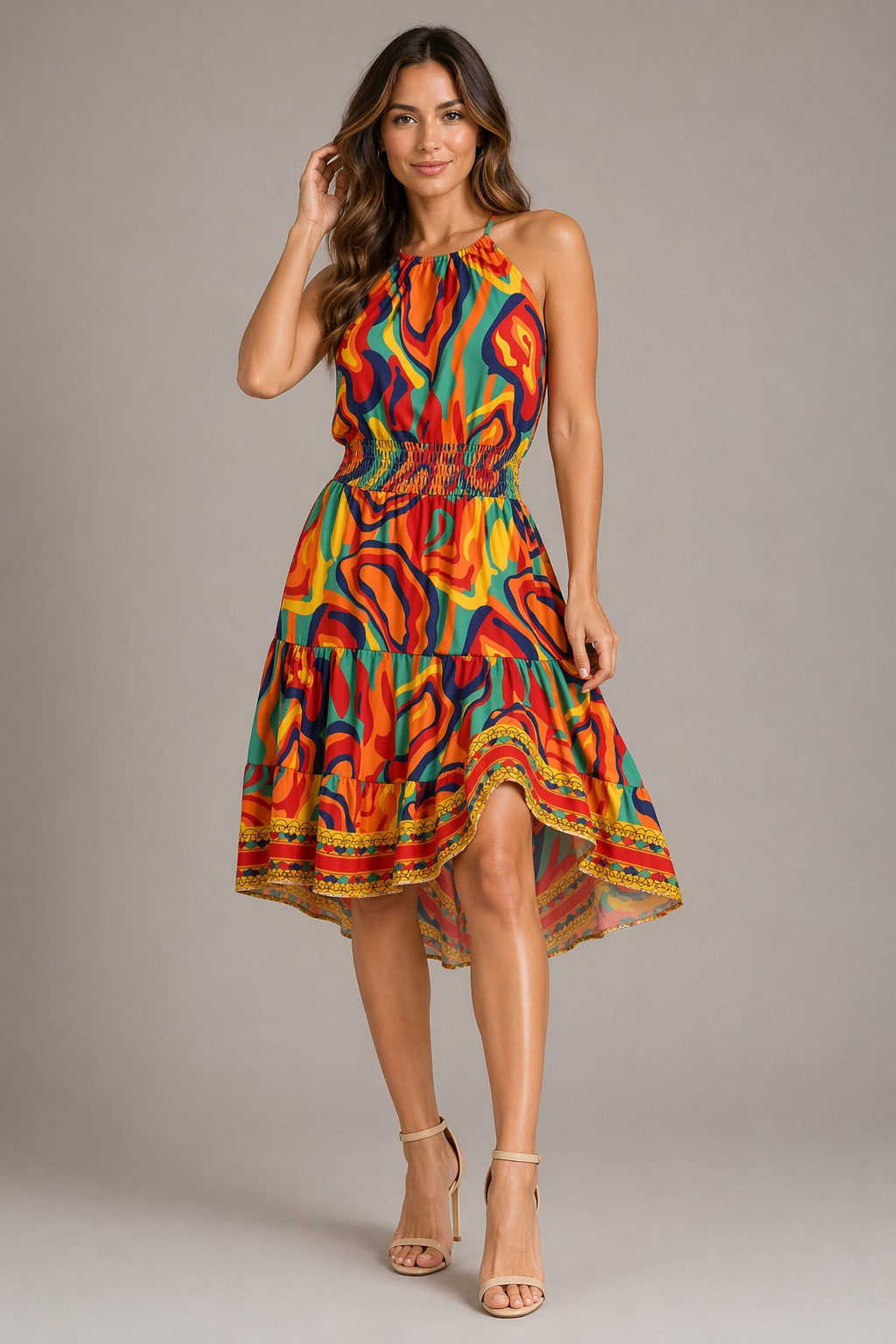 Women’s Sleeveless Halter Neck Mini Dress