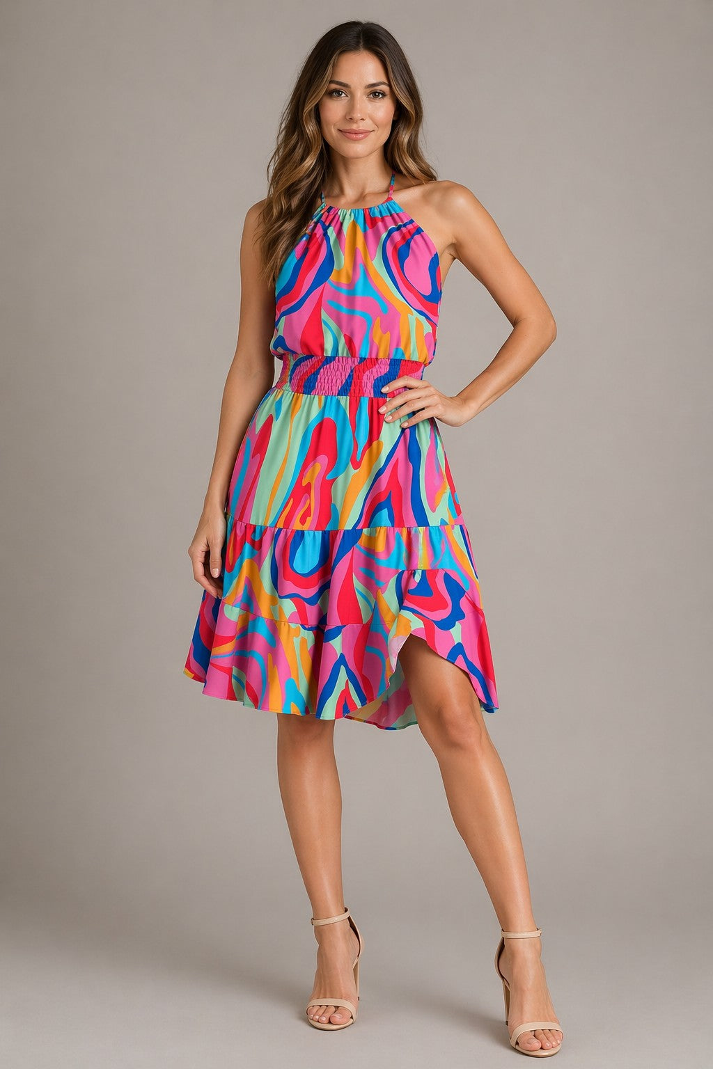 Women’s Sleeveless Halter Neck Mini Dress
