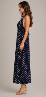 Women’s Sleeveless Halter Neck Polka Dot Maxi Dress