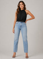 Women’s Sleeveless High Neck Ruffle Hem Top