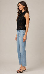 Women's Sleeveless Lace Mandarin Collar Top