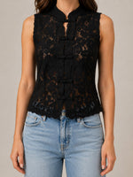 Women's Sleeveless Lace Mandarin Collar Top