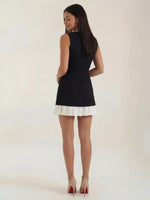 Women's Sleeveless Pleated Hem Mini Dress