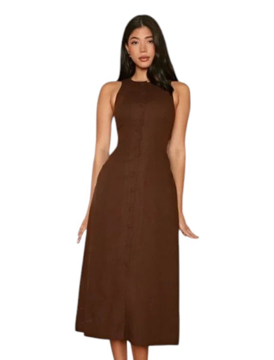 Women’s Sleeveless Round Neck Midi Dress