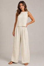 Women’s Sleeveless Round Neck Top Pants Set