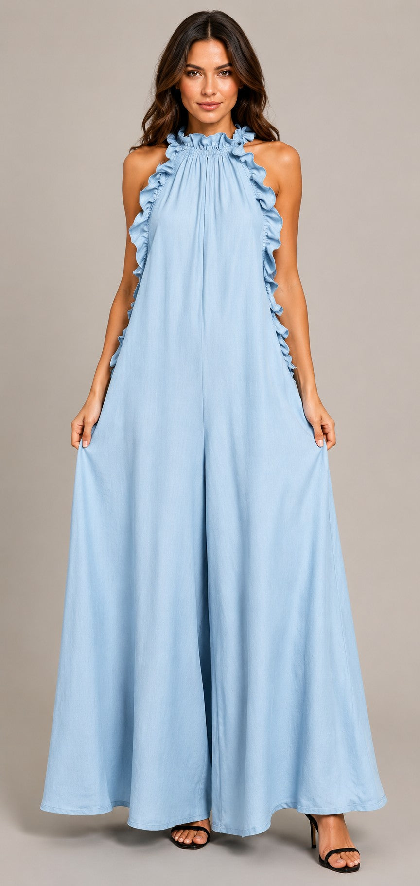 Women's Sleeveless Ruffle Maxi Dress