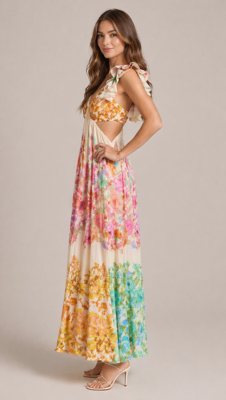 Women’s Sleeveless Ruffle Strap Maxi Dress
