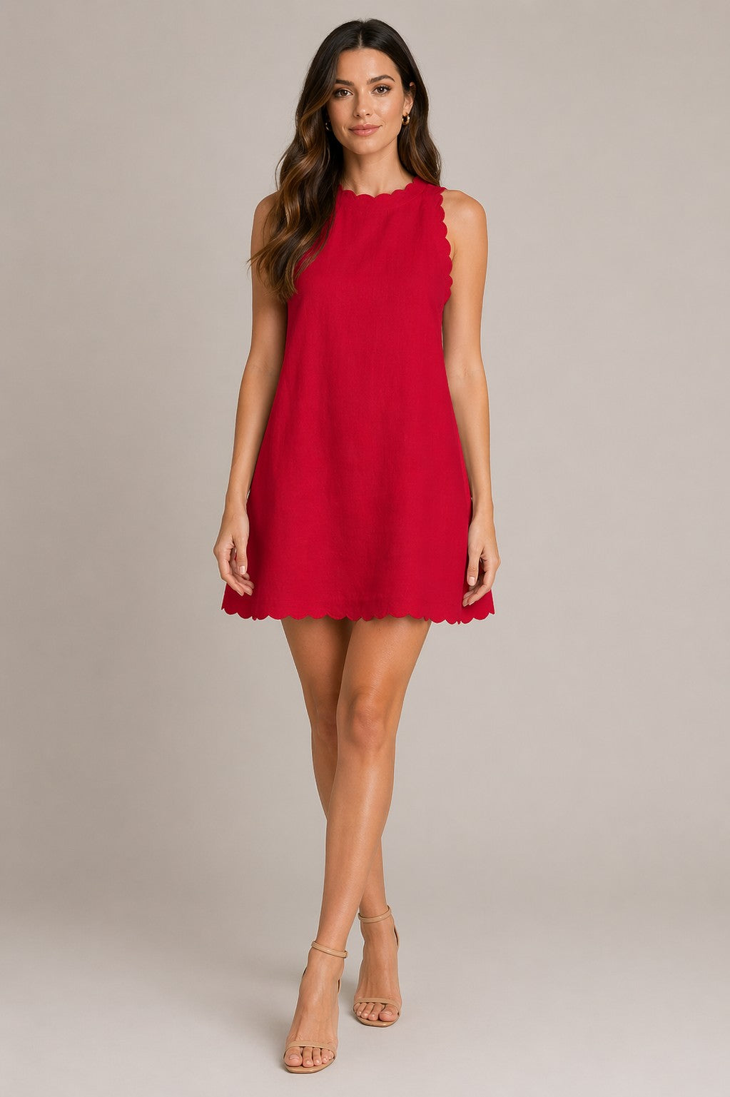 Women’s Sleeveless Scalloped Hem Mini Dress