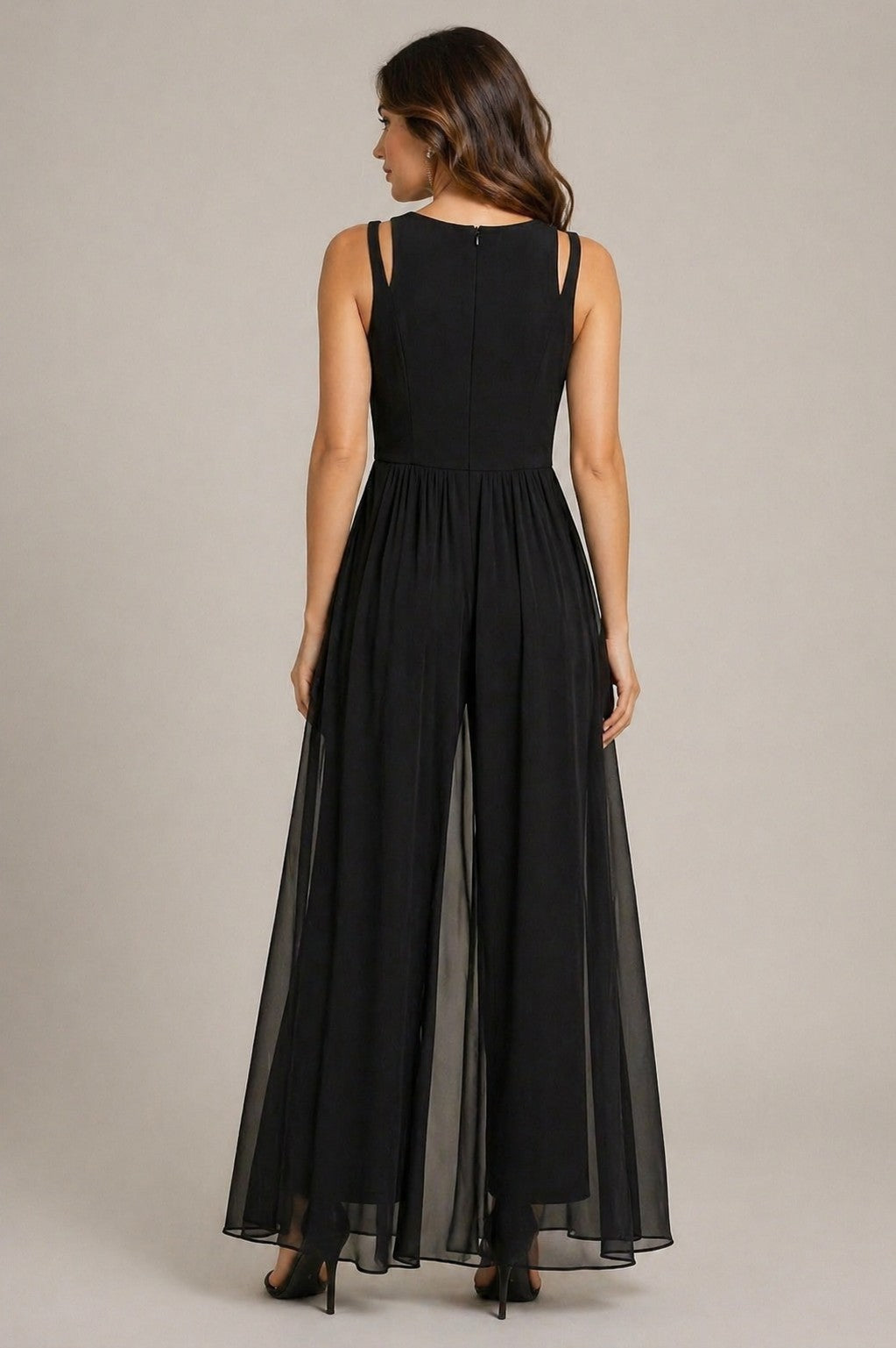 Women’s Sleeveless Sheer Overlay Jumpsuit