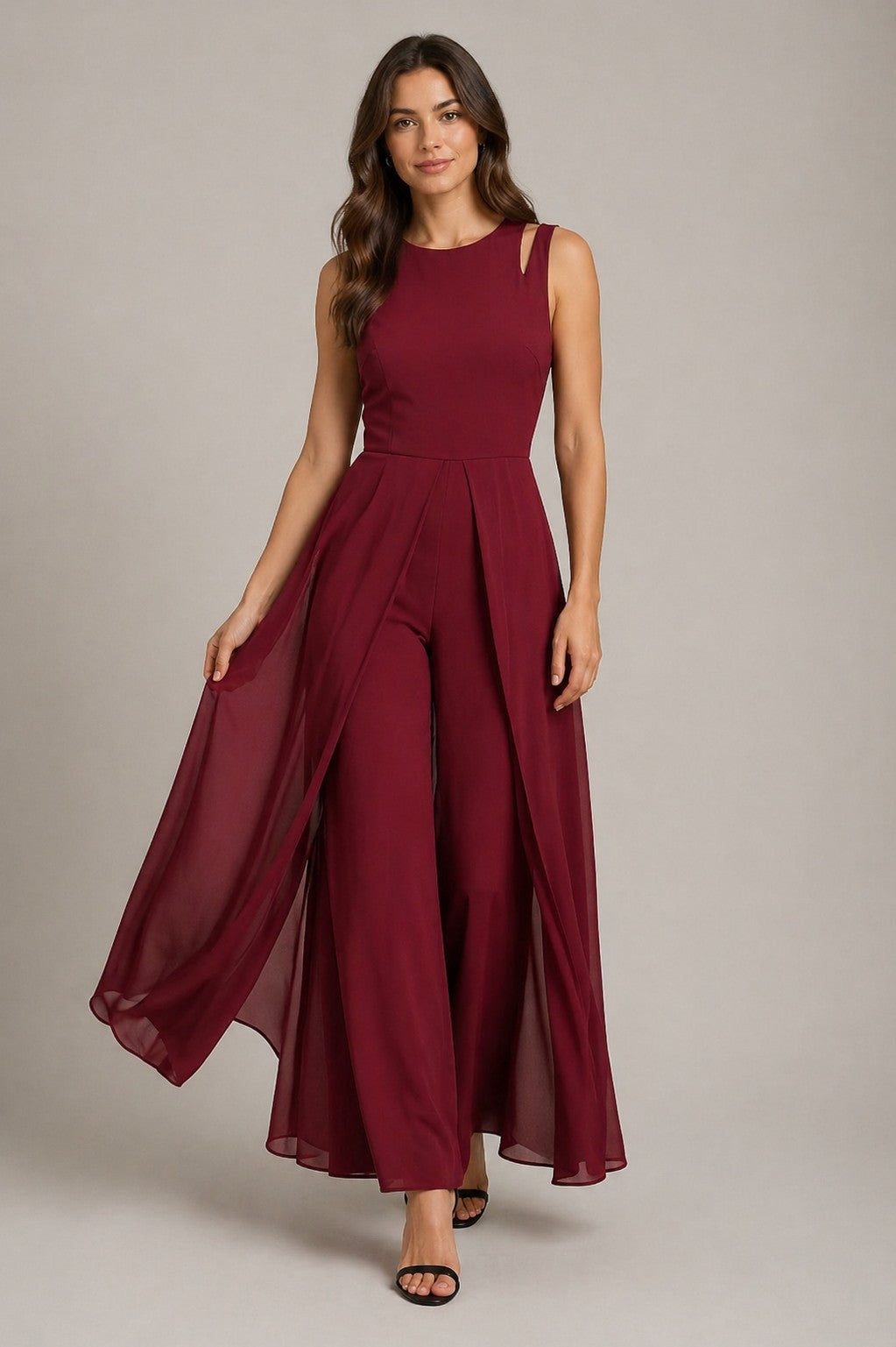 Women’s Sleeveless Sheer Overlay Jumpsuit