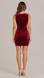 Women’s Sleeveless Square Neck Side Slit Mini Dress
