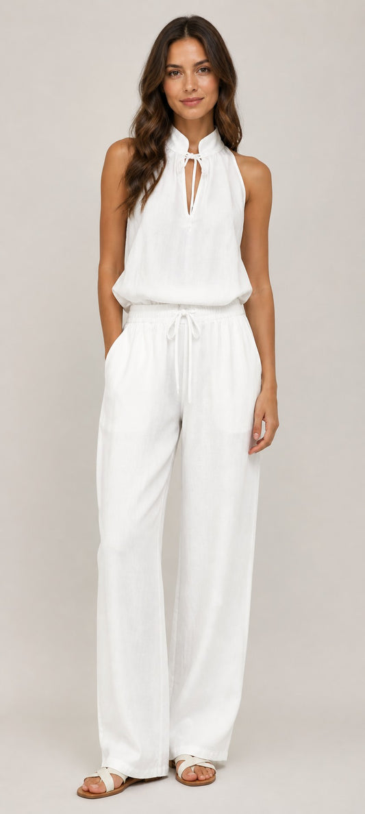 Women’s Sleeveless Cotton-Linen Two-Piece Set
