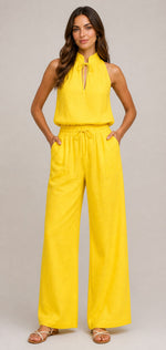 Women’s Sleeveless Cotton-Linen Two-Piece Set