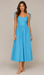 Women's Sleeveless Tie Shoulder Midi Dress