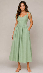 Women's Sleeveless Tie Shoulder Midi Dress