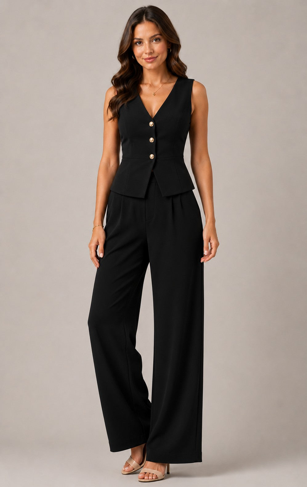 Women’s Sleeveless Top and Wide Leg Pants Set