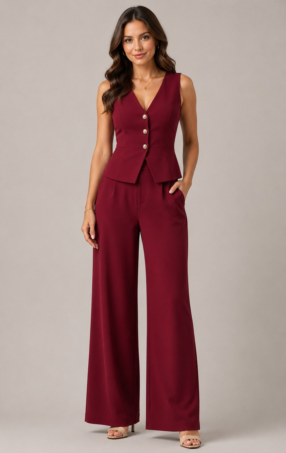 Women’s Sleeveless Top and Wide Leg Pants Set