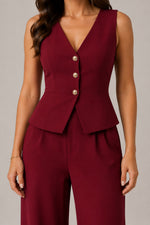 Women’s Sleeveless Top and Wide Leg Pants Set