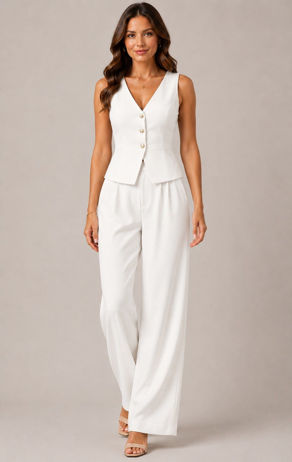 Women’s Sleeveless Top and Wide Leg Pants Set
