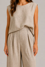 Women's Sleeveless Cotton-Linen Set