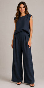 Women's Sleeveless Cotton-Linen Set