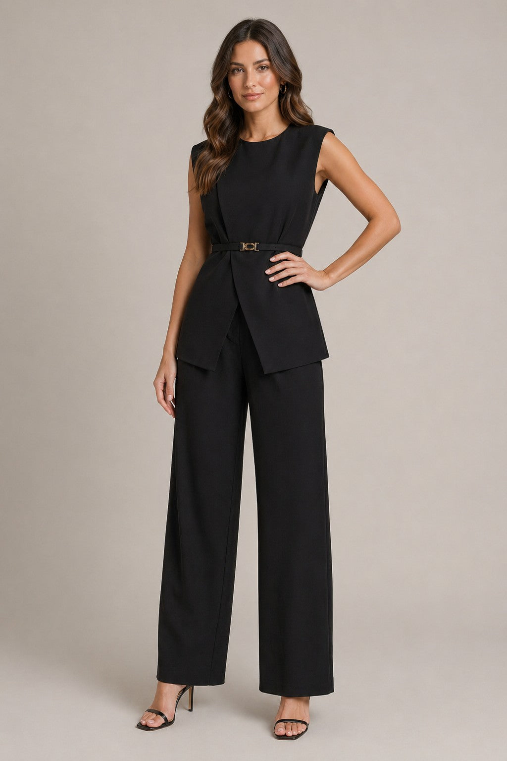 Women’s Sleeveless Top Side Pocket Pants Set