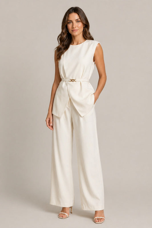 Women’s Sleeveless Top Side Pocket Pants Set