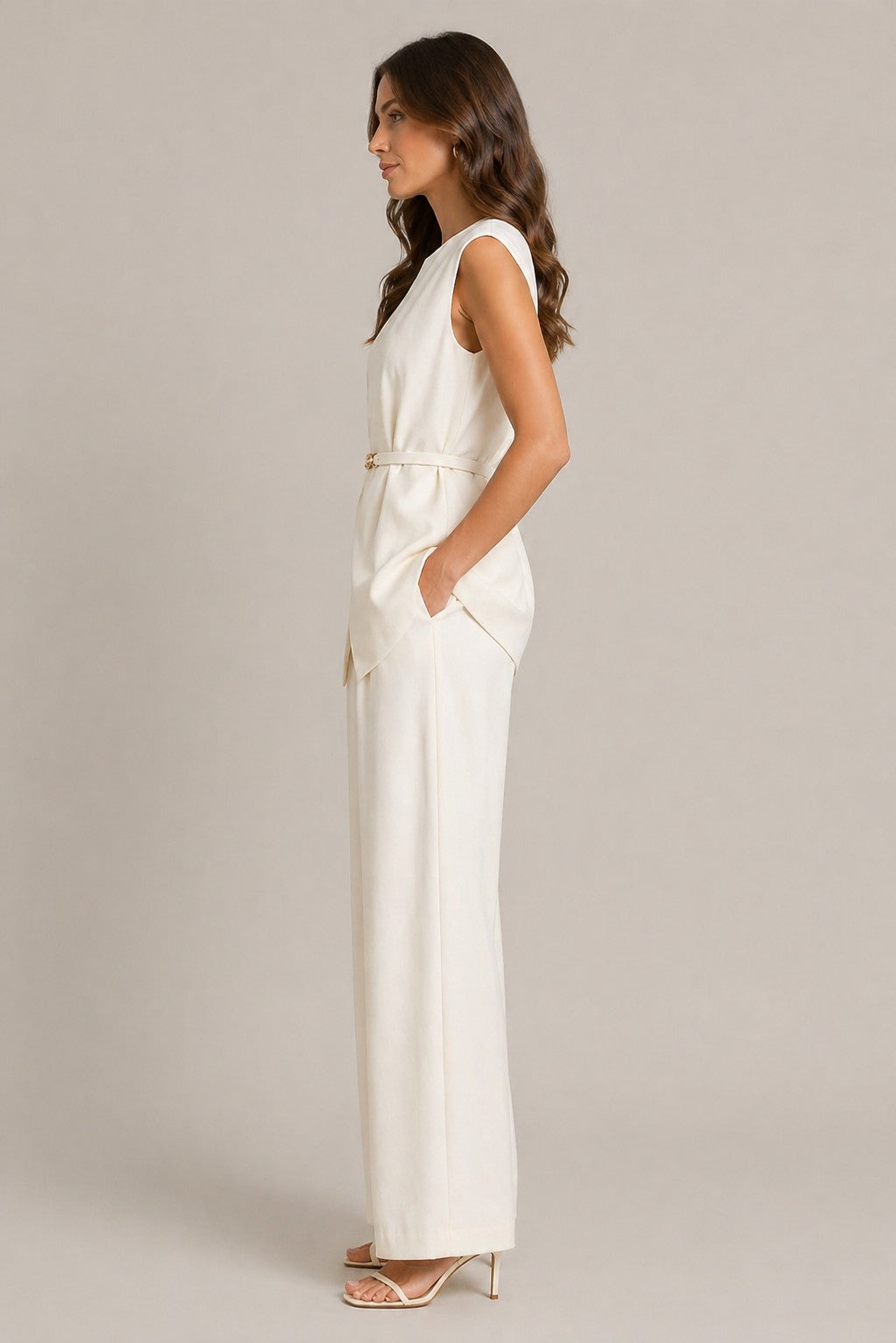 Women’s Sleeveless Top Side Pocket Pants Set