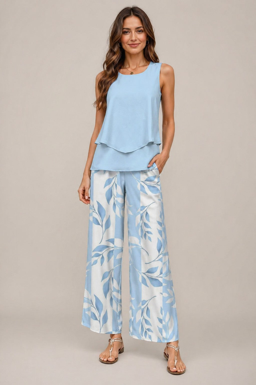 Women’s Sleeveless Top Wide Leg Pants Set