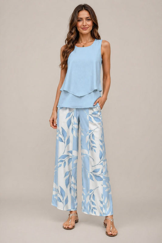 Women’s Sleeveless Top Wide Leg Pants Set