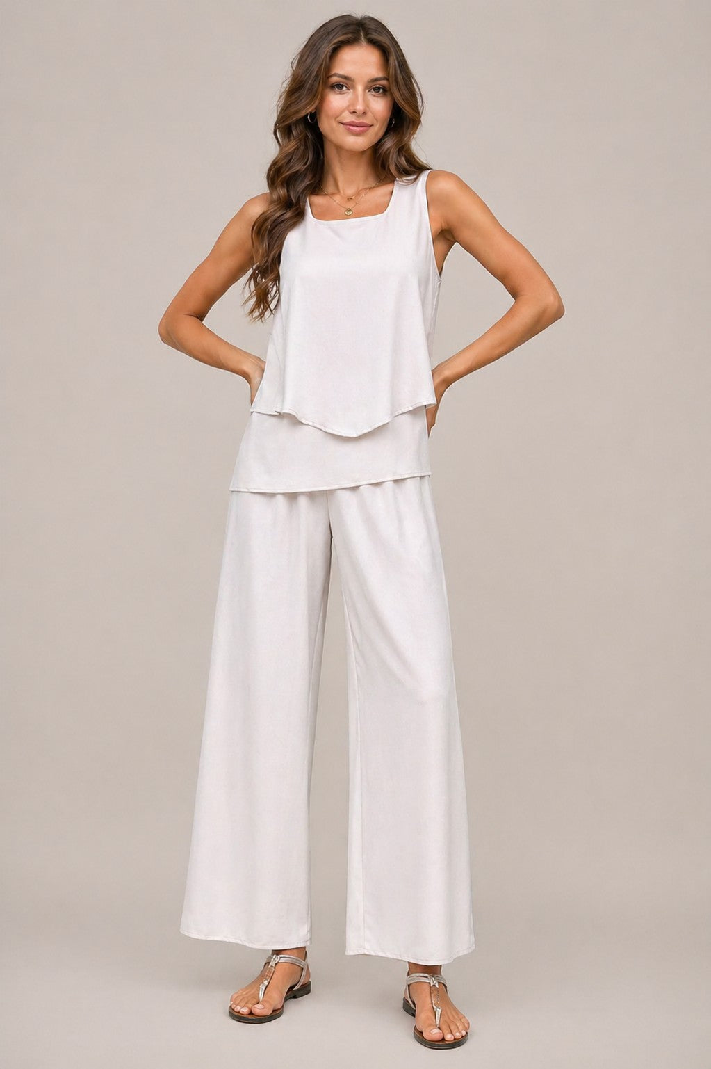 Women’s Sleeveless Top Wide Leg Pants Set