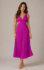 Women’s Sleeveless V-Neck Pleated Maxi Dress