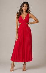 Women’s Sleeveless V-Neck Pleated Maxi Dress