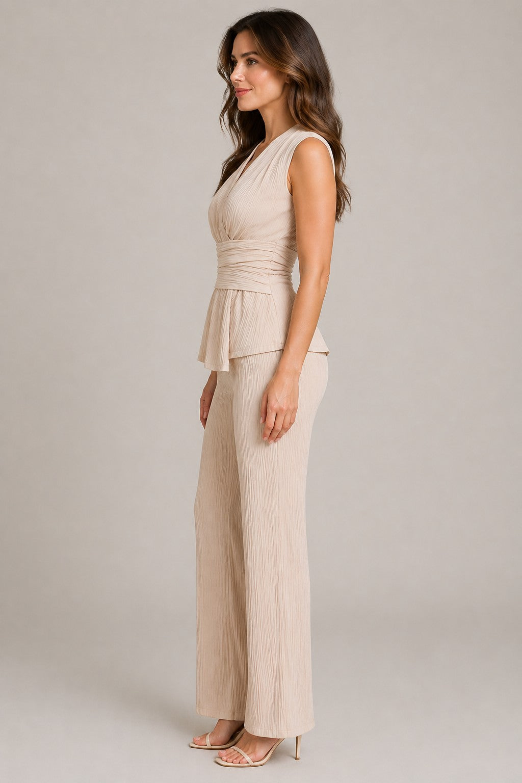 Women’s Sleeveless V-Neck Top Wide Leg Pants Set