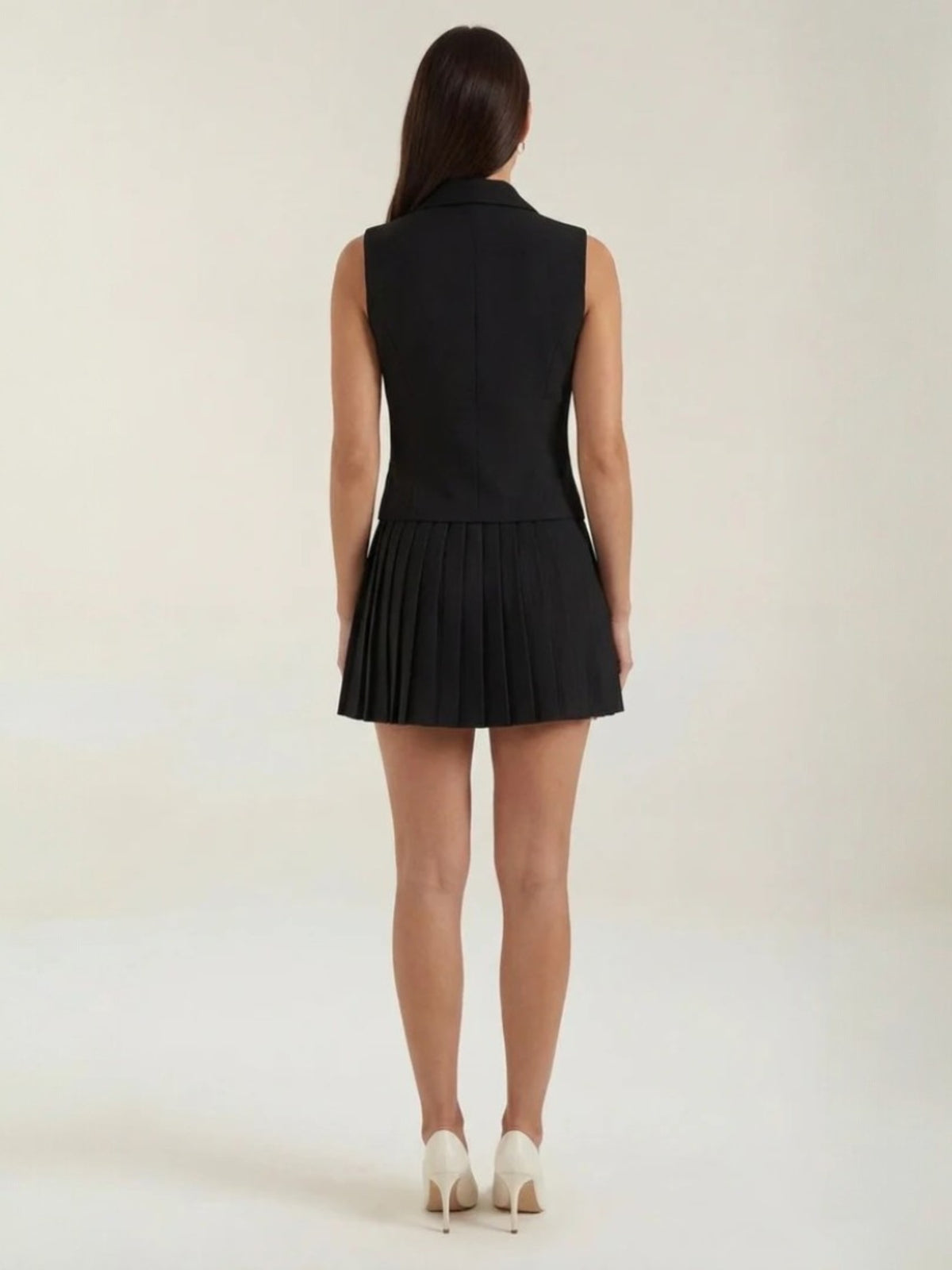 Women's Sleeveless Vest Pleated Skirt Set