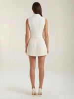 Women's Sleeveless Vest Pleated Skirt Set