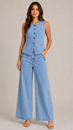 Women's Sleeveless Vest Wide-Leg Pants Set