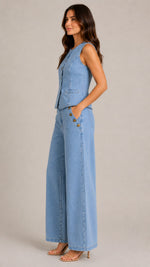 Women's Sleeveless Vest Wide-Leg Pants Set