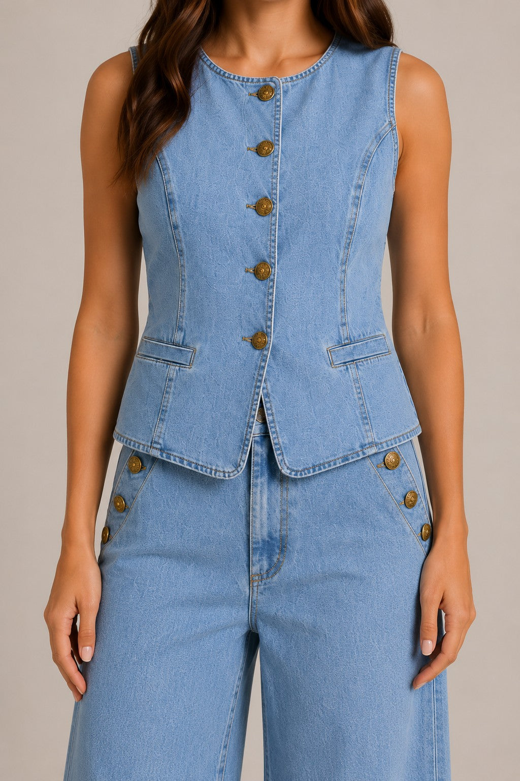 Women's Sleeveless Vest Wide-Leg Pants Set