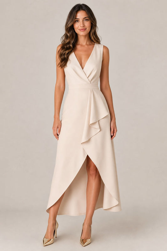 Women's Sleeveless Wrap High-Low Dress