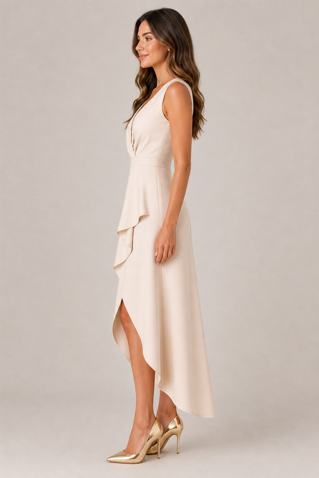Women's Sleeveless Wrap High-Low Dress