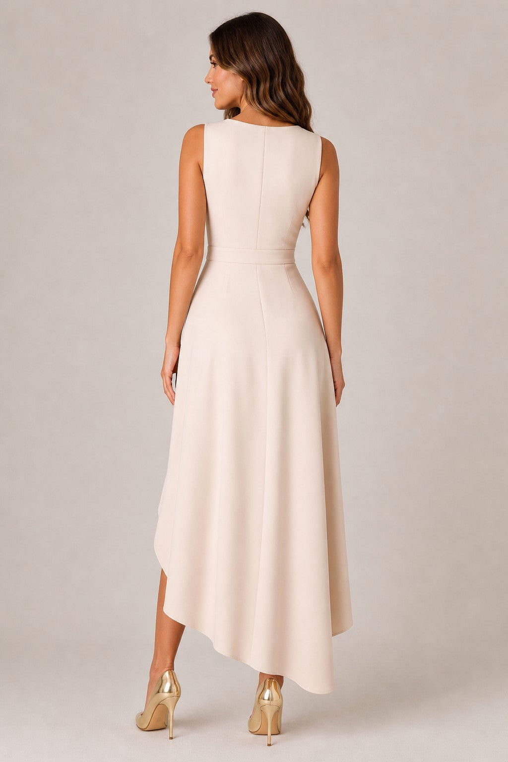 Women's Sleeveless Wrap High-Low Dress