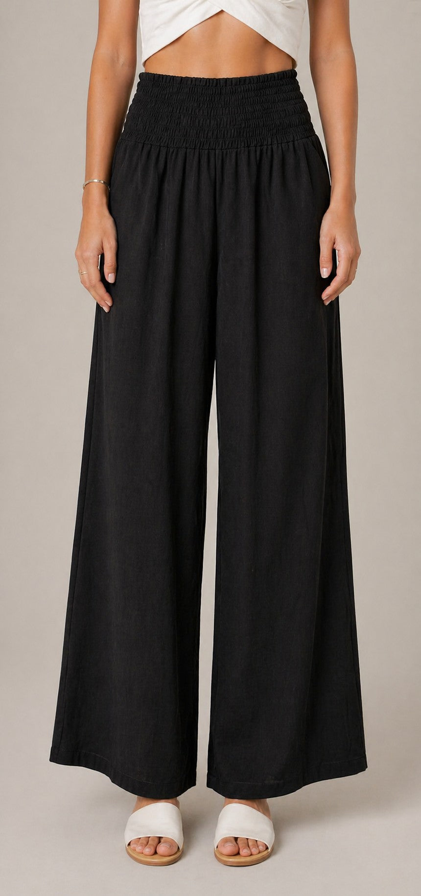 Women’s Smocked Waist Wide Leg Pants