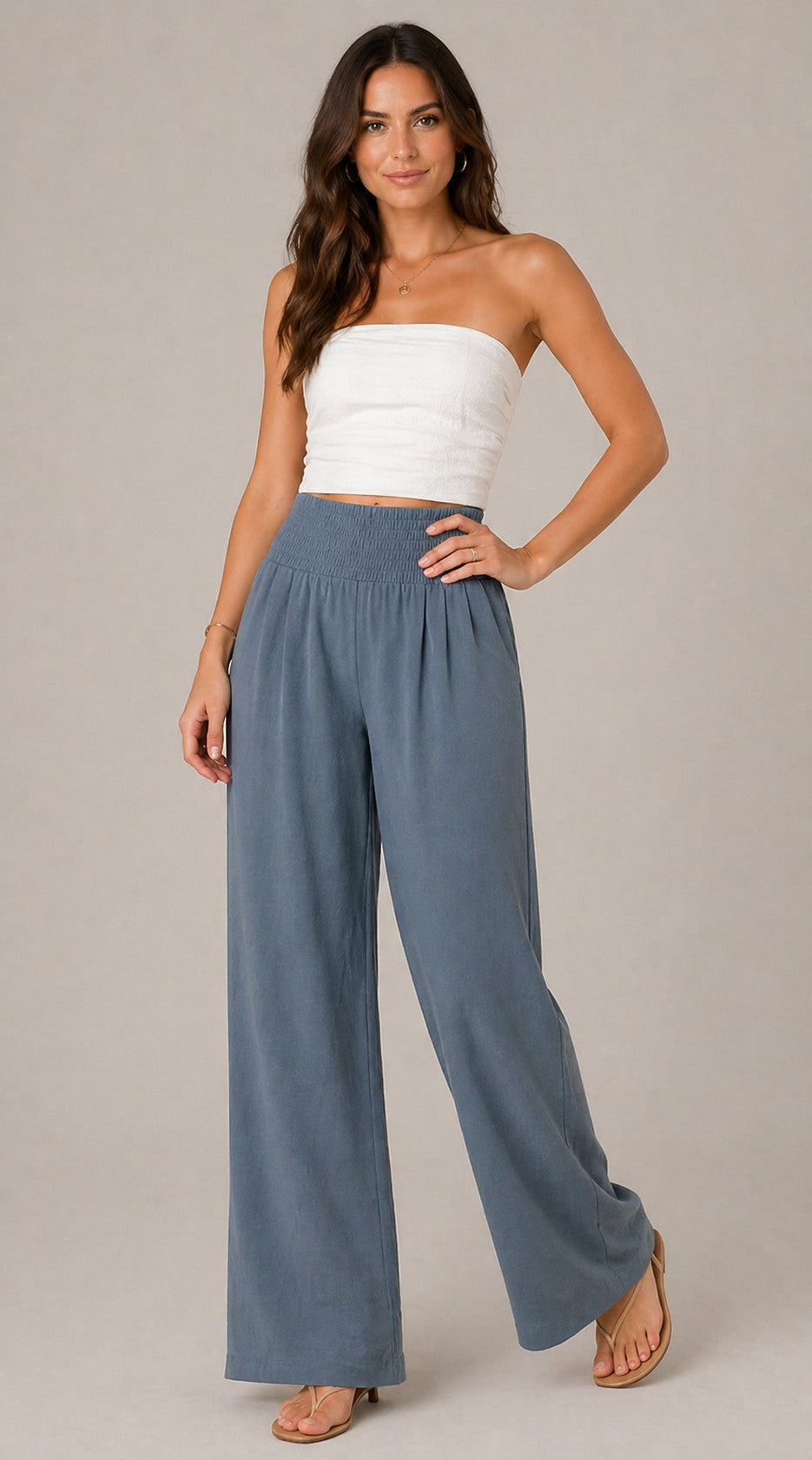Women’s Smocked Waist Wide Leg Pants