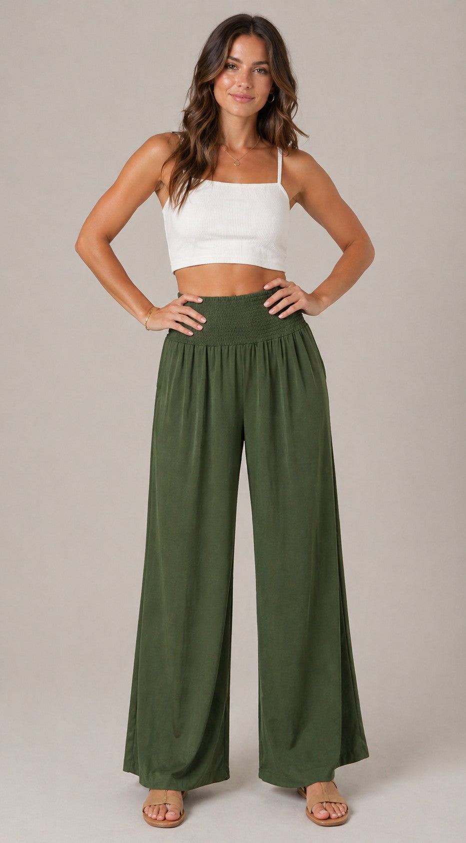 Women’s Smocked Waist Wide Leg Pants