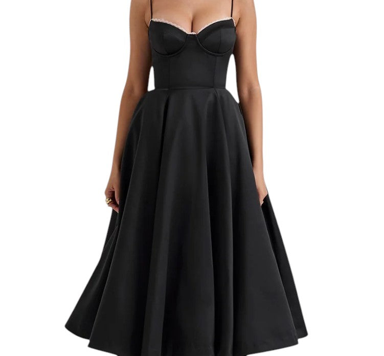 Women's Spaghetti Strap Bustier Midi Dress